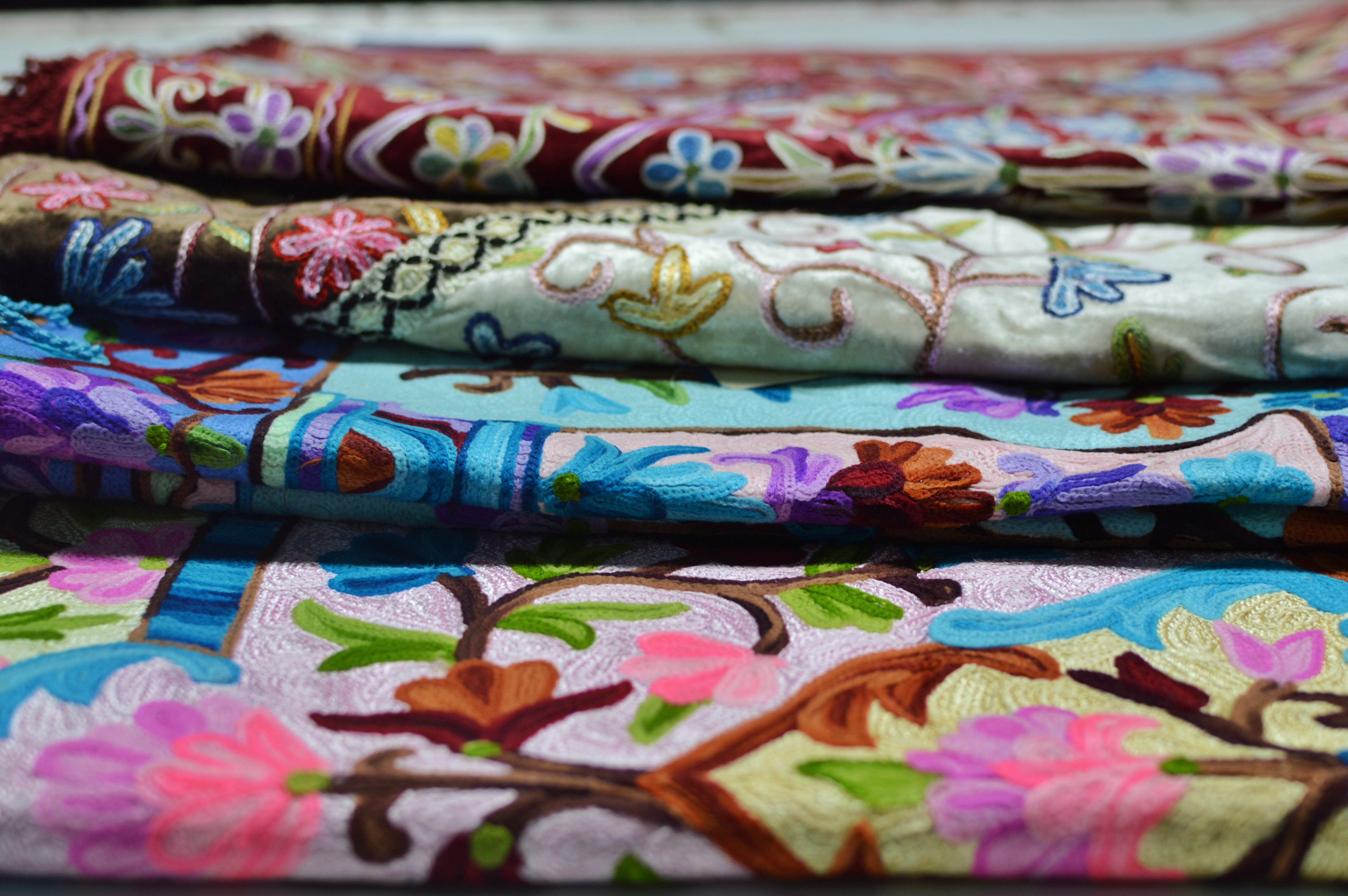 Kashmiri floral embroidered prayer rug